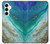 S3920 Couleur bleu océan abstrait émeraude mélangée Etui Coque Housse pour Samsung Galaxy A35 5G