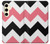 S1849 Rose Noir Chevron Zigzag Etui Coque Housse pour Samsung Galaxy S24