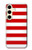 S2364 Rouge et blanc rayé Etui Coque Housse pour Samsung Galaxy S24