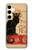 S2739 Chat Noir Noir Chat Millésime Etui Coque Housse pour Samsung Galaxy S24