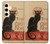S2739 Chat Noir Noir Chat Millésime Etui Coque Housse pour Samsung Galaxy S24