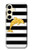 S2882 Noir et blanc rayé Dauphin d'or Etui Coque Housse pour Samsung Galaxy S24