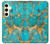 S2906 Aqua Turquoise Pierre Etui Coque Housse pour Samsung Galaxy S24