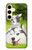 S3795 Peinture Husky Sibérien Ludique Chaton Grincheux Etui Coque Housse pour Samsung Galaxy S24