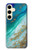 S3920 Couleur bleu océan abstrait émeraude mélangée Etui Coque Housse pour Samsung Galaxy S24