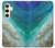 S3920 Couleur bleu océan abstrait émeraude mélangée Etui Coque Housse pour Samsung Galaxy S24