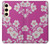 S3924 Fond rose fleur de cerisier Etui Coque Housse pour Samsung Galaxy S24