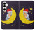 S2849 Mignon Lune Nuit Sleepy Chouette Etui Coque Housse pour Samsung Galaxy S24 Plus