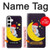 S2849 Mignon Lune Nuit Sleepy Chouette Etui Coque Housse pour Samsung Galaxy S24 Plus