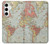 S3418 Carte du monde millésimé Etui Coque Housse pour Samsung Galaxy S24 Plus