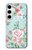 S3494 Rose à pois millésimé Etui Coque Housse pour Samsung Galaxy S24 Plus