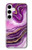 S3896 Stries d'or en marbre violet Etui Coque Housse pour Samsung Galaxy S24 Plus