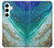 S3920 Couleur bleu océan abstrait émeraude mélangée Etui Coque Housse pour Samsung Galaxy S24 Plus