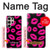 S2933 Bisous Rose Lips sur Noir Etui Coque Housse pour Samsung Galaxy S24 Ultra