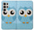 S3029 Bleu mignon Chouette Etui Coque Housse pour Samsung Galaxy S24 Ultra