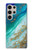 S3920 Couleur bleu océan abstrait émeraude mélangée Etui Coque Housse pour Samsung Galaxy S24 Ultra