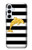 S2882 Noir et blanc rayé Dauphin d'or Etui Coque Housse pour Samsung Galaxy A55 5G