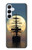S2897 Pirate Ship Lune Nuit Etui Coque Housse pour Samsung Galaxy A55 5G