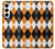 S3421 Noir Orange Blanc Argyle Plaid Etui Coque Housse pour Samsung Galaxy A55 5G