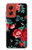 S3112 Motif floral Rose Noir Etui Coque Housse pour Motorola Moto G Stylus 5G (2024)