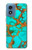 S2688 Aqua Copper Turquoise Graphic Gemme Etui Coque Housse pour Motorola Moto G Play 4G (2024)