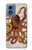 S2801 millésimé Poulpe Etui Coque Housse pour Motorola Moto G Play 4G (2024)