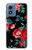 S3112 Motif floral Rose Noir Etui Coque Housse pour Motorola Moto G Play 4G (2024)