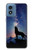 S3555 Loup Hurlant Million étoiles Etui Coque Housse pour Motorola Moto G Play 4G (2024)