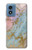 S3717 Imprimé graphique en marbre bleu pastel or rose Etui Coque Housse pour Motorola Moto G Play 4G (2024)