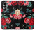 S3112 Motif floral Rose Noir Etui Coque Housse pour Samsung Galaxy Z Fold 6