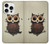 S0360 café Chouette Etui Coque Housse pour iPhone 16 pro