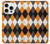 S3421 Noir Orange Blanc Argyle Plaid Etui Coque Housse pour iPhone 16 pro