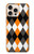 S3421 Noir Orange Blanc Argyle Plaid Etui Coque Housse pour iPhone 16 pro max