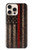 S3804 Graphique de drapeau de ligne rouge en métal de pompier Etui Coque Housse pour iPhone 16 pro max