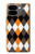 S3421 Noir Orange Blanc Argyle Plaid Etui Coque Housse pour Google Pixel 9 Pro Fold