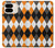 S3421 Noir Orange Blanc Argyle Plaid Etui Coque Housse pour Google Pixel 9 Pro Fold