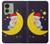 S2849 Mignon Lune Nuit Sleepy Chouette Etui Coque Housse pour Motorola Edge (2023), Edge 40