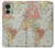 S3418 Carte du monde millésimé Etui Coque Housse pour Motorola Edge (2023), Edge 40