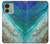 S3920 Couleur bleu océan abstrait émeraude mélangée Etui Coque Housse pour Motorola Edge (2023), Edge 40