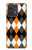 S3421 Noir Orange Blanc Argyle Plaid Etui Coque Housse pour Motorola Edge 40 Neo