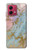 S3717 Imprimé graphique en marbre bleu pastel or rose Etui Coque Housse pour Motorola Moto G84