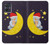 S2849 Mignon Lune Nuit Sleepy Chouette Etui Coque Housse pour Motorola Moto G54
