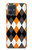 S3421 Noir Orange Blanc Argyle Plaid Etui Coque Housse pour Motorola Moto G54