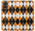 S3421 Noir Orange Blanc Argyle Plaid Etui Coque Housse pour Motorola Moto G54