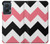 S1849 Rose Noir Chevron Zigzag Etui Coque Housse pour Motorola Edge 50 Fusion