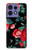S3112 Motif floral Rose Noir Etui Coque Housse pour Motorola Edge 50 Fusion