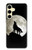 S1981 Loup hurlant à la lune Etui Coque Housse pour Samsung Galaxy S24 FE