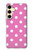 S2358 Rose à pois Etui Coque Housse pour Samsung Galaxy S24 FE