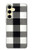 S2842 Noir et blanc Buffle motif de vérification Etui Coque Housse pour Samsung Galaxy S24 FE