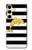 S2882 Noir et blanc rayé Dauphin d'or Etui Coque Housse pour Samsung Galaxy S24 FE